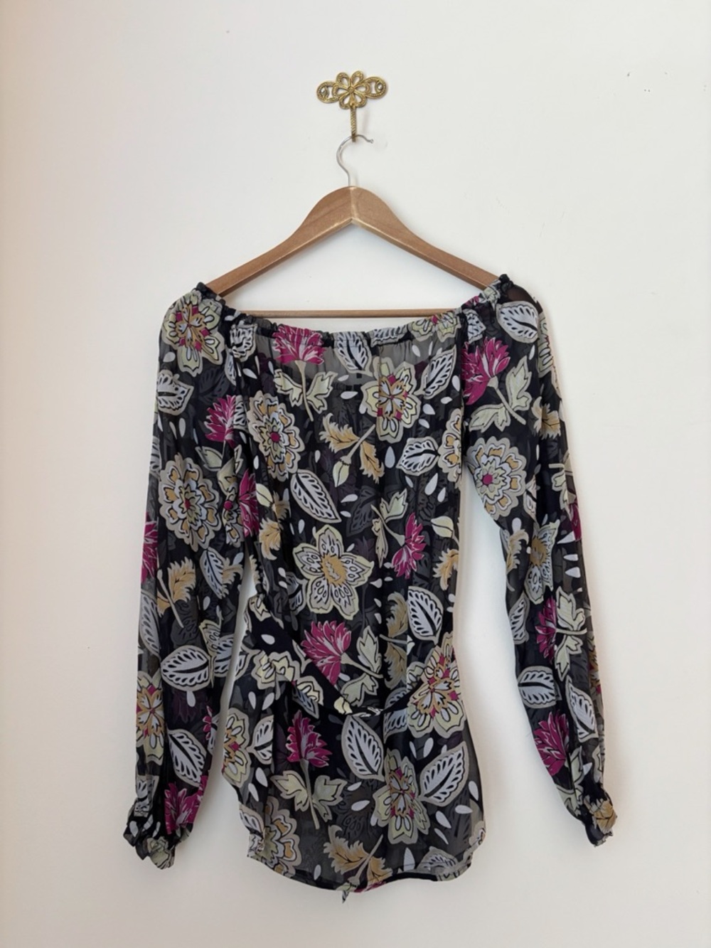 Rag & Bone Sierra Floral Off Shoulder Belted Top Medium Summer Luxury - Picture 5 of 9